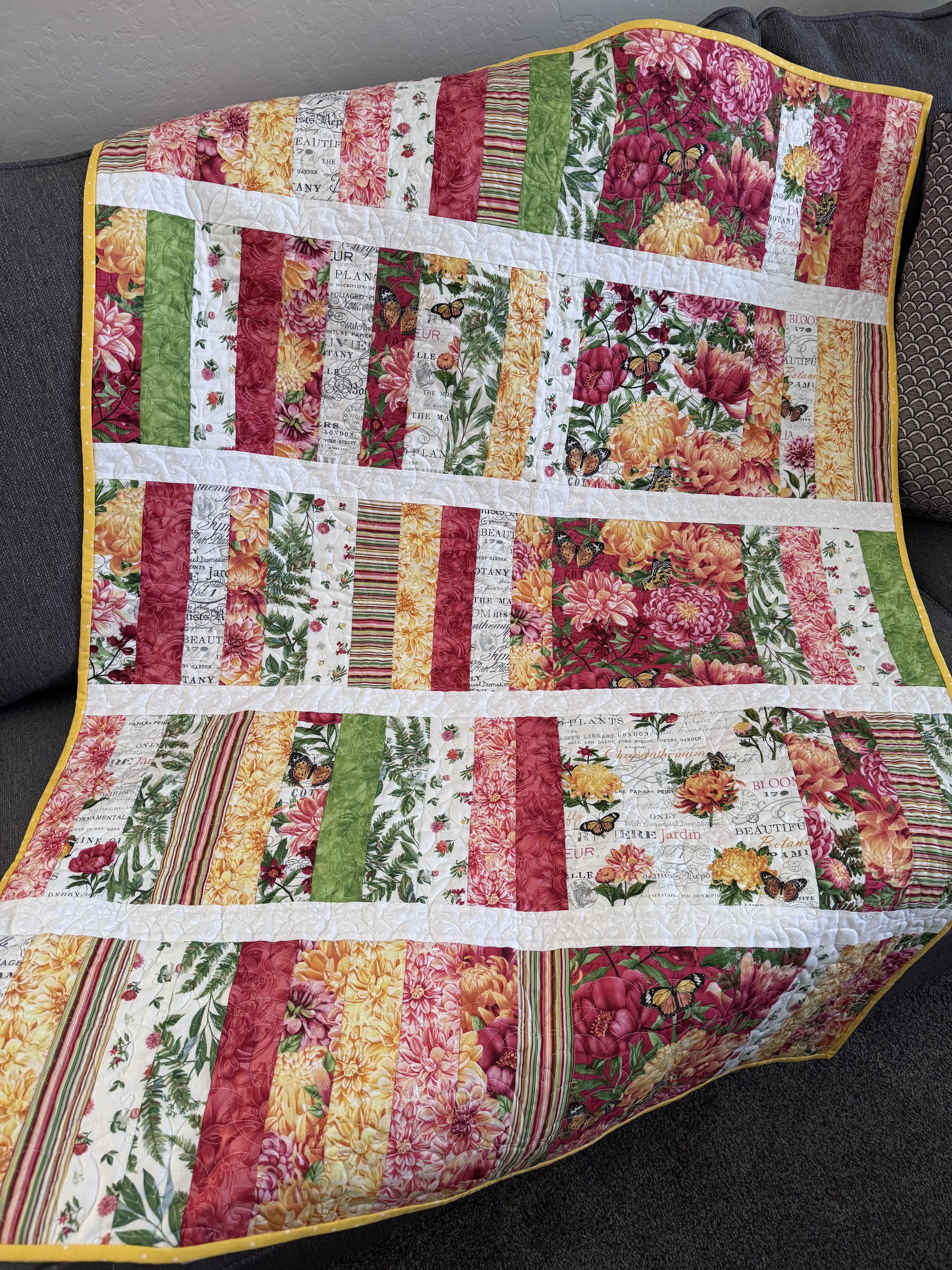 Petals in the Pages Quilt, Lap, 38” x 52”