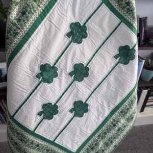 Lucky Clover Cascade Quilt, Table runner or wall hanging, 30” x 34”