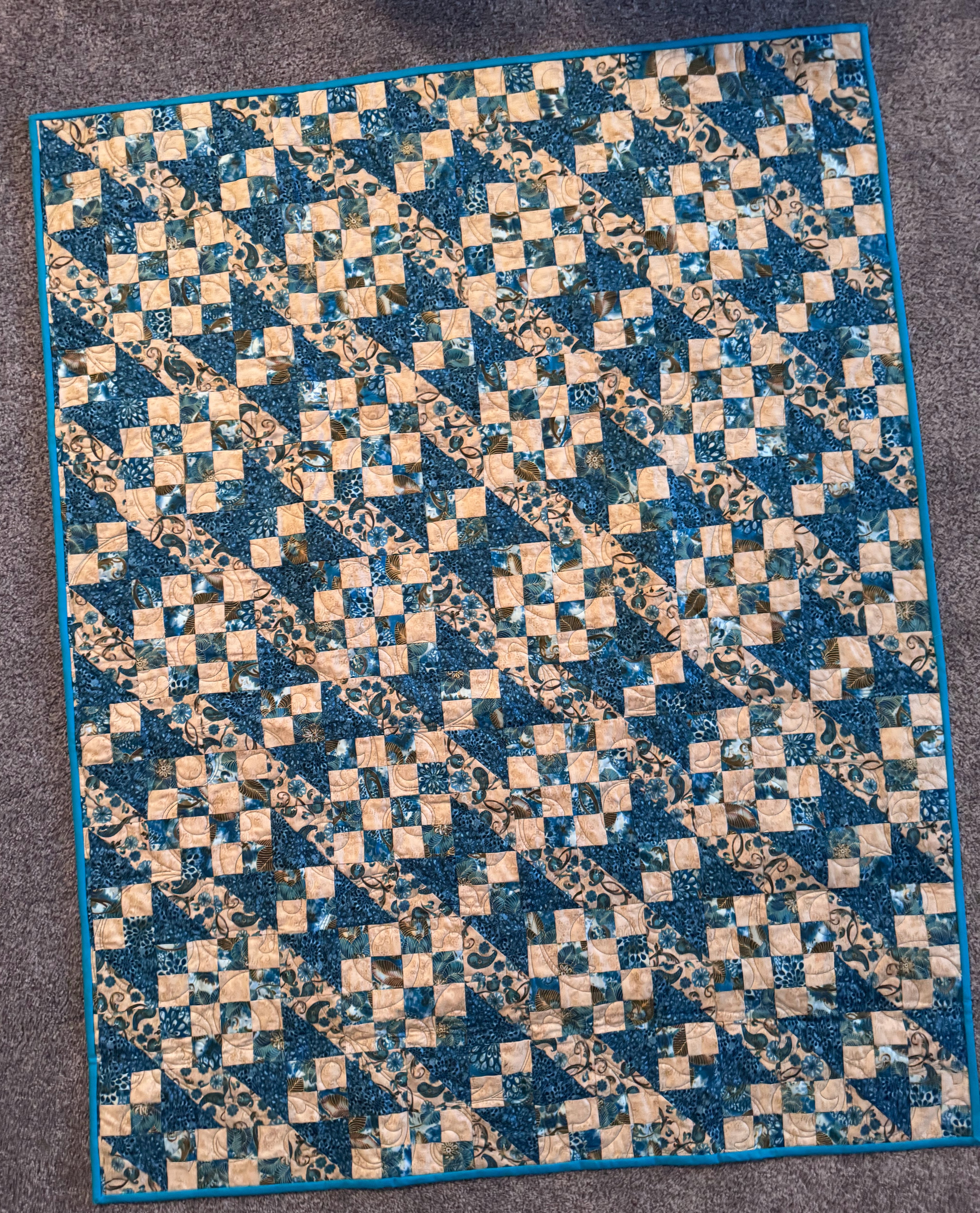 Sapphire Mosaic Quilt, Lap, 41" x 53"
