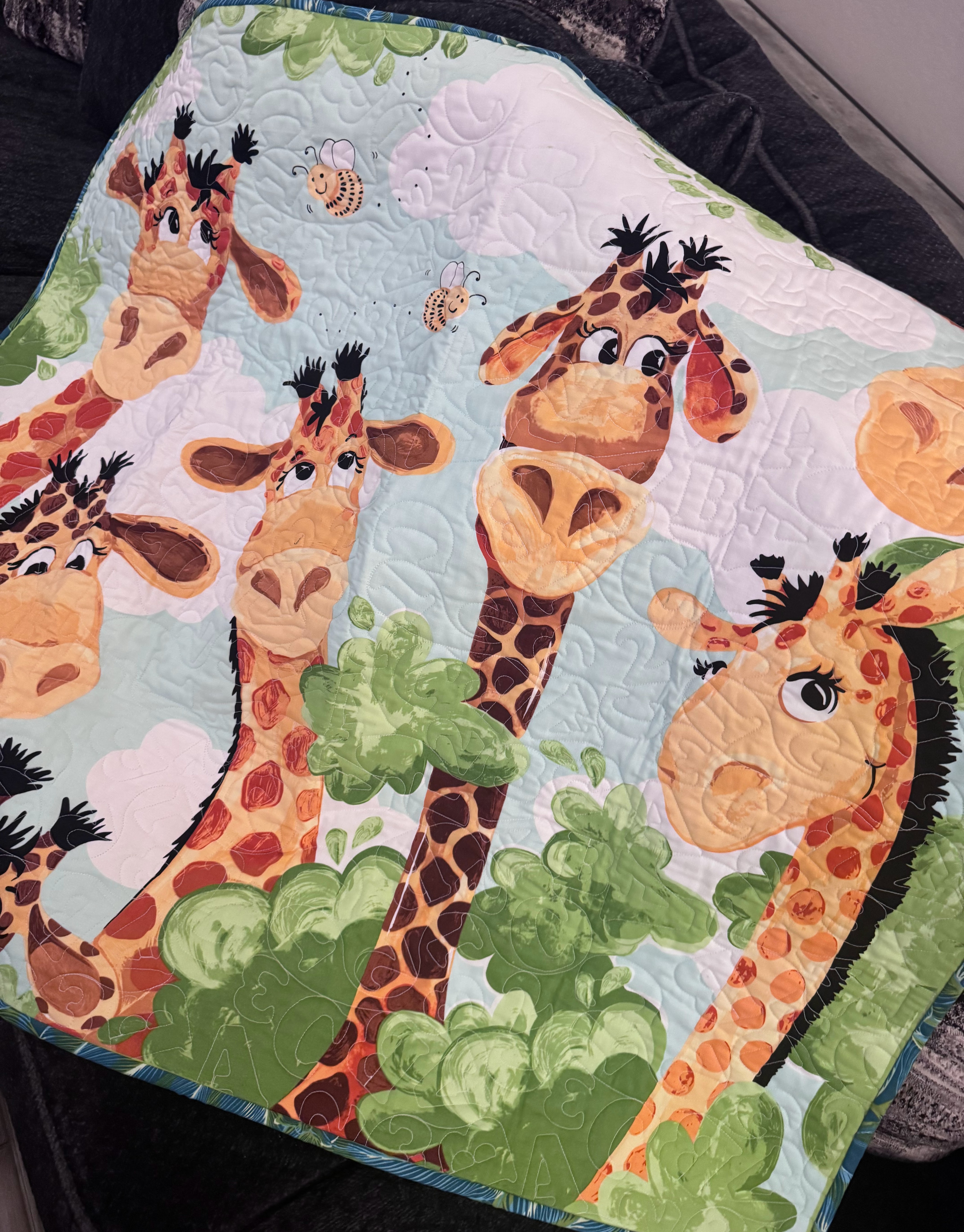Giraffe Giggles Baby Quilt, 35" x 41"