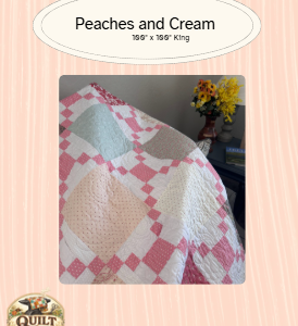 Peaches and Cream King Size Quilt Pattern, 100" x 100"